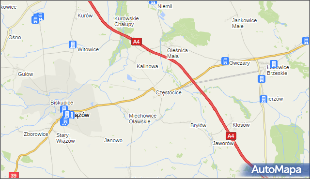 mapa Częstocice, Częstocice na mapie Targeo