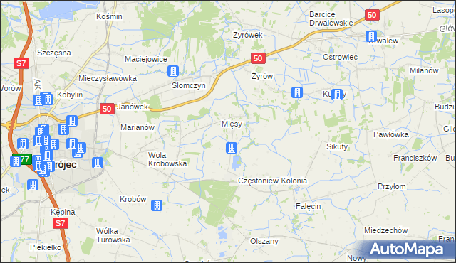 mapa Częstoniew, Częstoniew na mapie Targeo