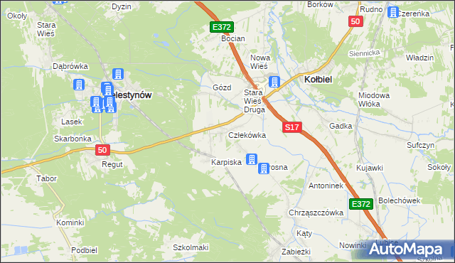 mapa Człekówka, Człekówka na mapie Targeo