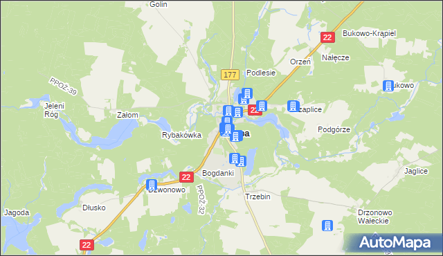 mapa Człopa, Człopa na mapie Targeo