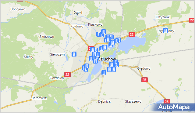 mapa Człuchów, Człuchów na mapie Targeo