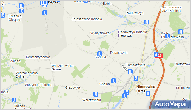 mapa Czółna gmina Niedrzwica Duża, Czółna gmina Niedrzwica Duża na mapie Targeo