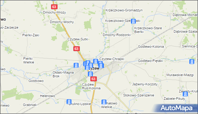 mapa Czyżew-Chrapki, Czyżew-Chrapki na mapie Targeo