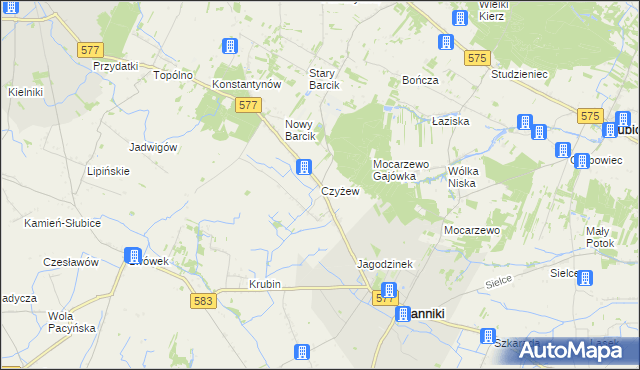 mapa Czyżew gmina Sanniki, Czyżew gmina Sanniki na mapie Targeo