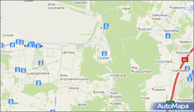 mapa Czyżów gmina Kleszczów, Czyżów gmina Kleszczów na mapie Targeo