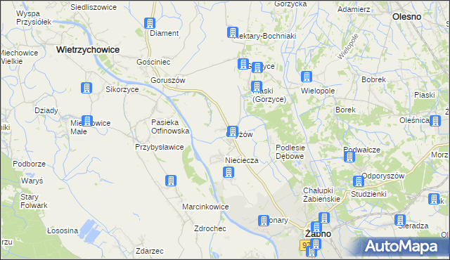 mapa Czyżów gmina Żabno, Czyżów gmina Żabno na mapie Targeo