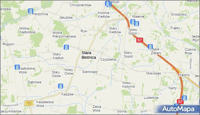 mapa Czyżówka gmina Stara Błotnica, Czyżówka gmina Stara Błotnica na mapie Targeo