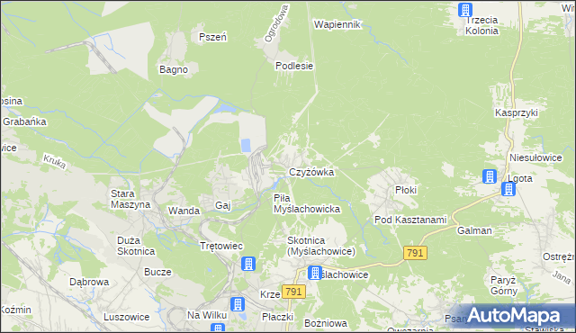 mapa Czyżówka gmina Trzebinia, Czyżówka gmina Trzebinia na mapie Targeo