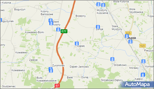 mapa Dąbek gmina Stupsk, Dąbek gmina Stupsk na mapie Targeo