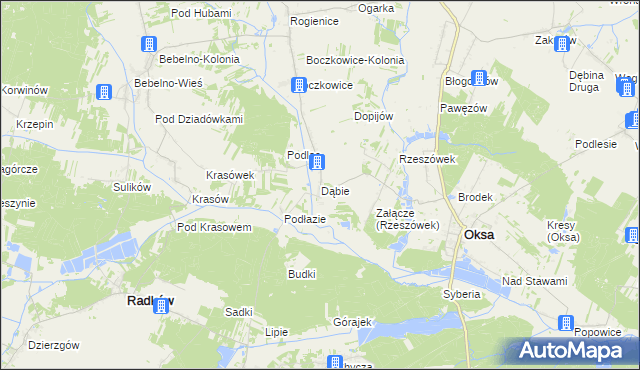 mapa Dąbie gmina Włoszczowa, Dąbie gmina Włoszczowa na mapie Targeo