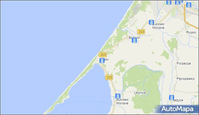 mapa Dąbki gmina Darłowo, Dąbki gmina Darłowo na mapie Targeo