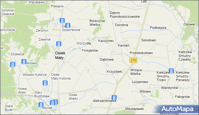 mapa Dąbrowa gmina Koło, Dąbrowa gmina Koło na mapie Targeo