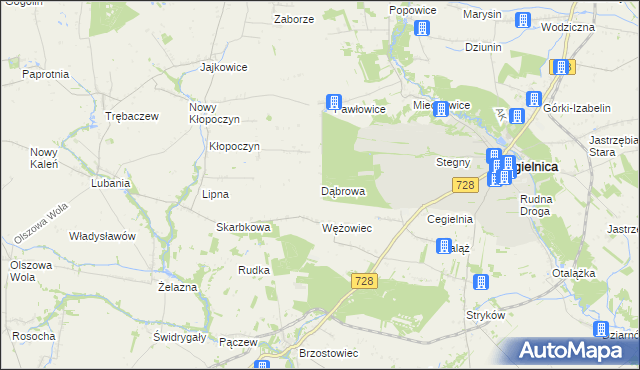 mapa Dąbrowa gmina Mogielnica, Dąbrowa gmina Mogielnica na mapie Targeo