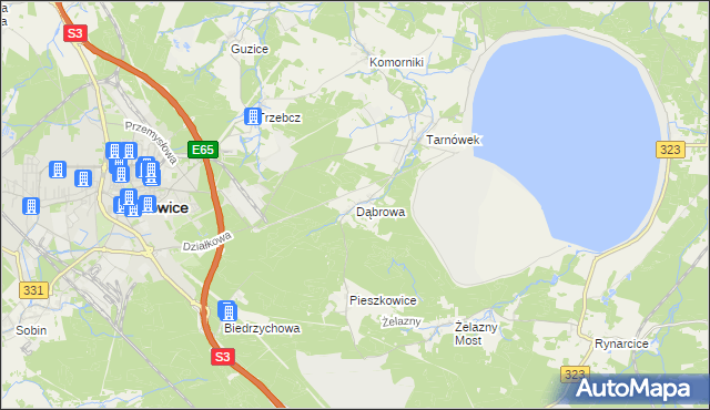 mapa Dąbrowa gmina Polkowice, Dąbrowa gmina Polkowice na mapie Targeo