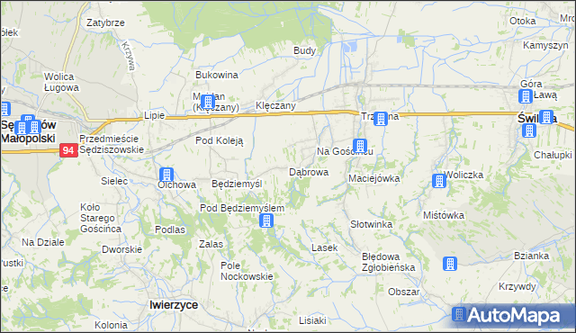 mapa Dąbrowa gmina Świlcza, Dąbrowa gmina Świlcza na mapie Targeo