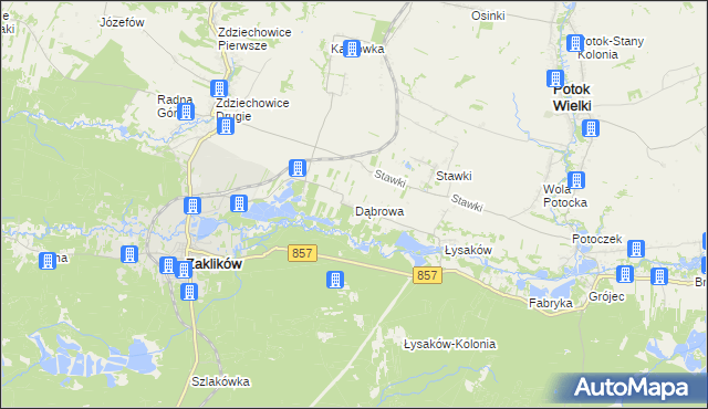 mapa Dąbrowa gmina Zaklików, Dąbrowa gmina Zaklików na mapie Targeo