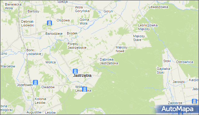 mapa Dąbrowa Jastrzębska, Dąbrowa Jastrzębska na mapie Targeo