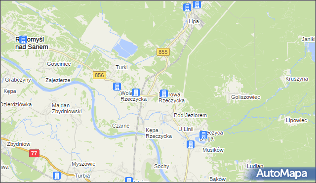 mapa Dąbrowa Rzeczycka, Dąbrowa Rzeczycka na mapie Targeo