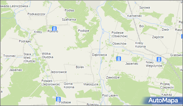 mapa Dąbrowica gmina Słupia, Dąbrowica gmina Słupia na mapie Targeo