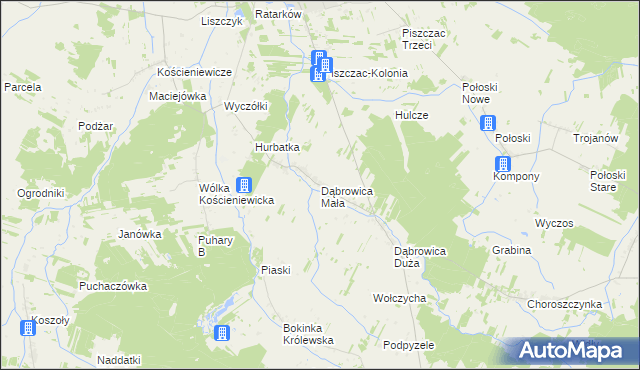 mapa Dąbrowica Mała, Dąbrowica Mała na mapie Targeo