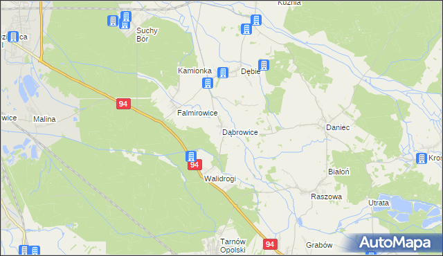 mapa Dąbrowice gmina Chrząstowice, Dąbrowice gmina Chrząstowice na mapie Targeo