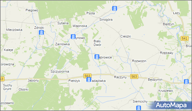 mapa Dąbrowice gmina Żuromin, Dąbrowice gmina Żuromin na mapie Targeo