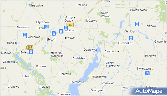 mapa Dąbrówka gmina Bytoń, Dąbrówka gmina Bytoń na mapie Targeo