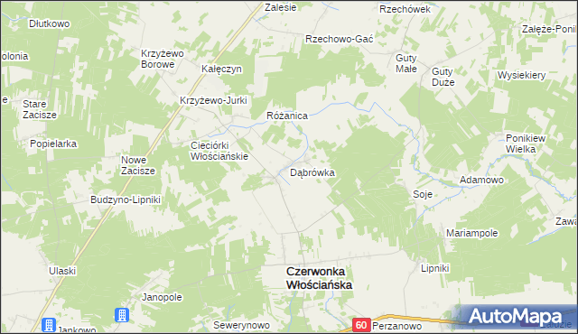 mapa Dąbrówka gmina Czerwonka, Dąbrówka gmina Czerwonka na mapie Targeo