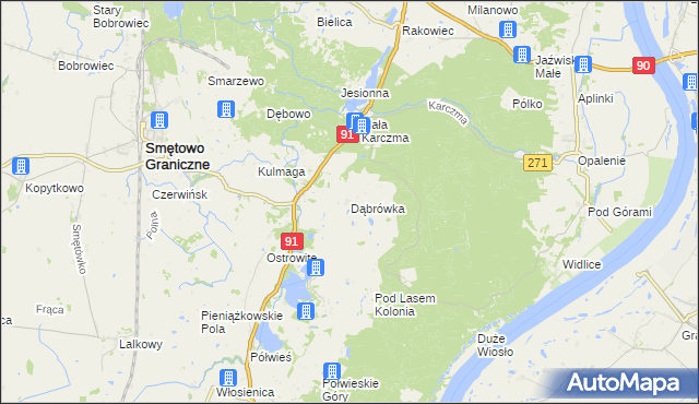 mapa Dąbrówka gmina Gniew, Dąbrówka gmina Gniew na mapie Targeo