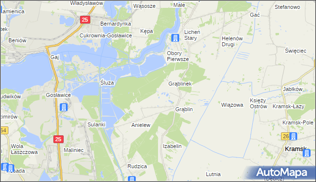 mapa Dąbrówka gmina Kramsk, Dąbrówka gmina Kramsk na mapie Targeo