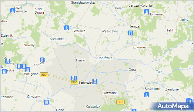 mapa Dąbrówka gmina Latowicz, Dąbrówka gmina Latowicz na mapie Targeo