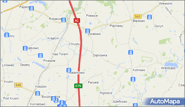 mapa Dąbrówka gmina Płużnica, Dąbrówka gmina Płużnica na mapie Targeo