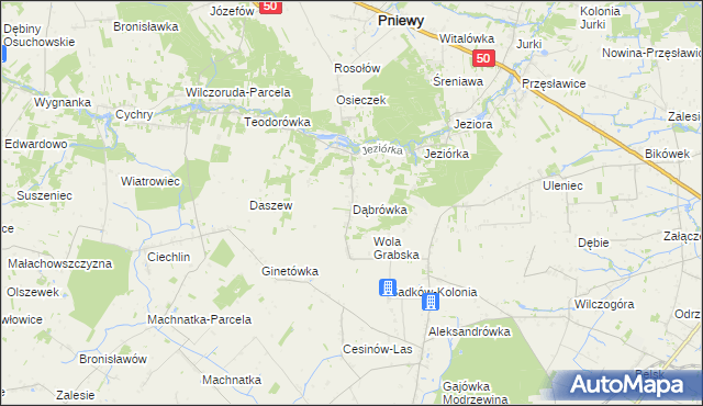 mapa Dąbrówka gmina Pniewy, Dąbrówka gmina Pniewy na mapie Targeo