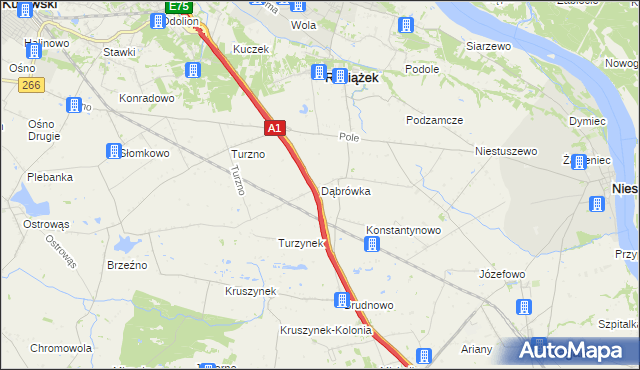 mapa Dąbrówka gmina Raciążek, Dąbrówka gmina Raciążek na mapie Targeo