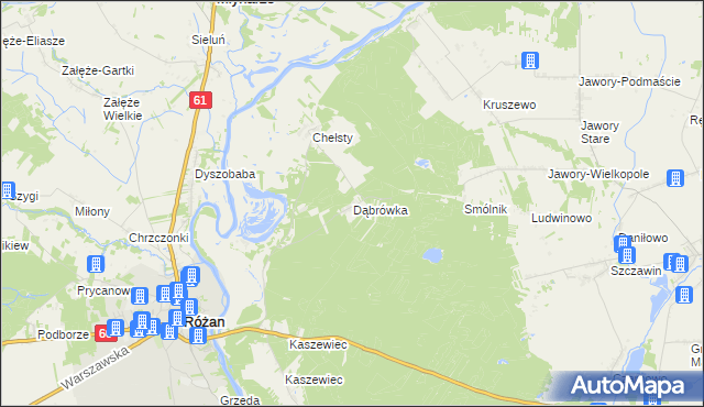 mapa Dąbrówka gmina Różan, Dąbrówka gmina Różan na mapie Targeo