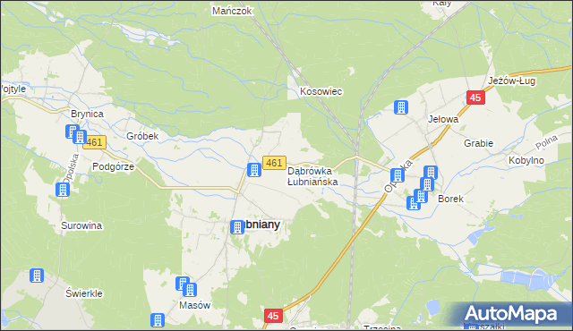 mapa Dąbrówka Łubniańska, Dąbrówka Łubniańska na mapie Targeo