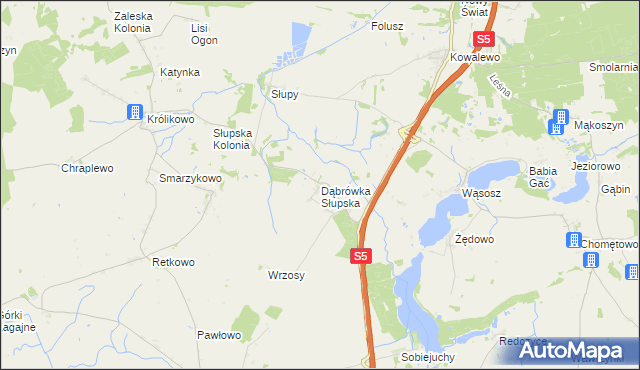 mapa Dąbrówka Słupska, Dąbrówka Słupska na mapie Targeo