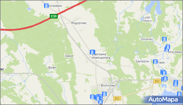 mapa Dąbrówka Wielkopolska, Dąbrówka Wielkopolska na mapie Targeo