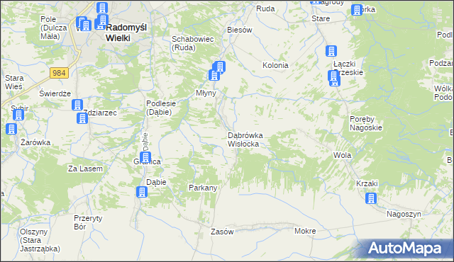 mapa Dąbrówka Wisłocka, Dąbrówka Wisłocka na mapie Targeo