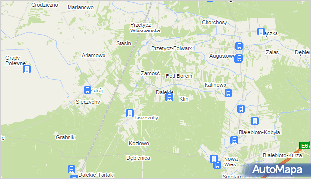 mapa Dalekie gmina Długosiodło, Dalekie gmina Długosiodło na mapie Targeo
