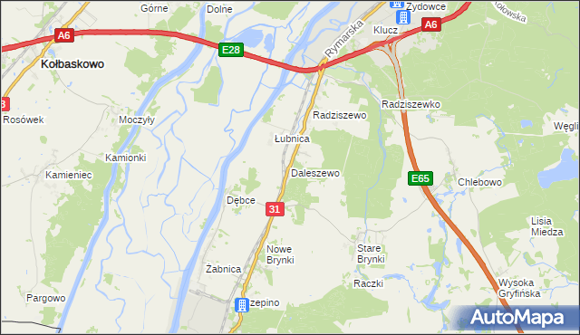 mapa Daleszewo, Daleszewo na mapie Targeo