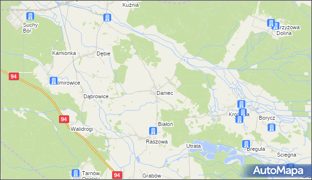 mapa Daniec, Daniec na mapie Targeo