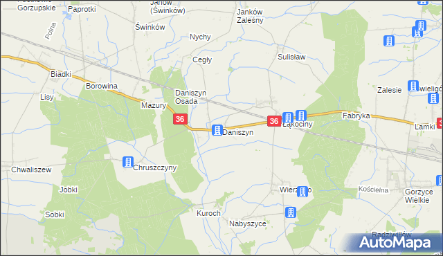 mapa Daniszyn, Daniszyn na mapie Targeo