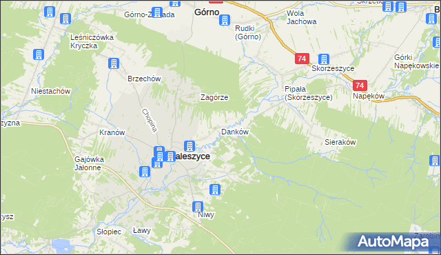 mapa Danków gmina Daleszyce, Danków gmina Daleszyce na mapie Targeo