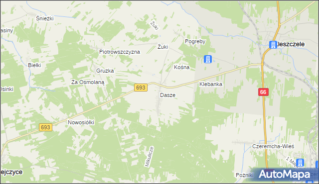 mapa Dasze, Dasze na mapie Targeo