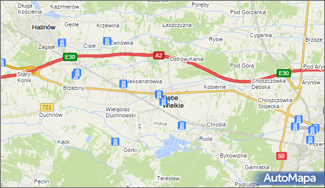 mapa Dębe Wielkie, Dębe Wielkie na mapie Targeo