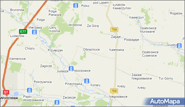 mapa Dębiany gmina Wodzisław, Dębiany gmina Wodzisław na mapie Targeo