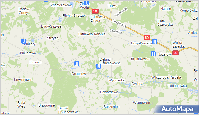 mapa Dębiny Osuchowskie, Dębiny Osuchowskie na mapie Targeo