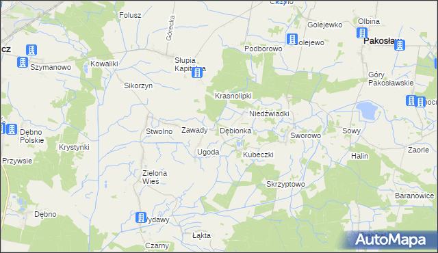 mapa Dębionka gmina Pakosław, Dębionka gmina Pakosław na mapie Targeo