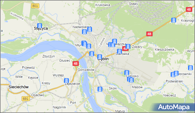 mapa Dęblin, Dęblin na mapie Targeo